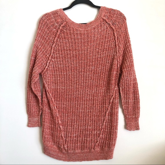 Free People Star Dune Orange Marled knit Sweater Small - Picture 3 of 9